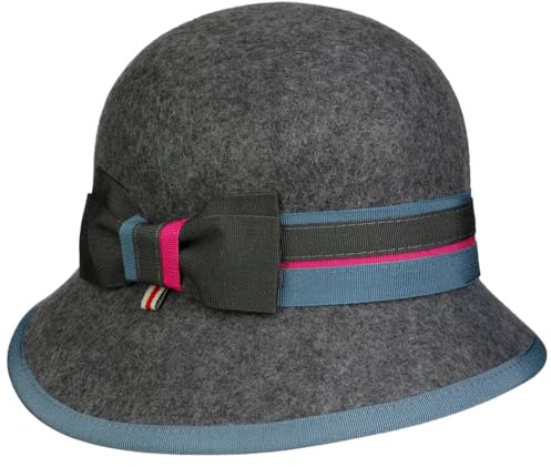 bedacht Mivanta Wool Damenhut Wollhut Glockenhut Wollglocke Damenglocke Damen - Made in Italy mit Ripsband Winter Herbst-Winter - One Size anthrazit