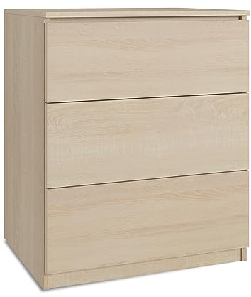 SoDREAMER Kommode 3 Schubladen | Farbe: Sonoma | 80x60x50 cm | Schrank für Kleidung, Dokumente, kleine Gegenstände | Ideal für Schlafzimmer, Wohnzimmer, Kinderzimmer und Büro | 3 geräumige Schubladen