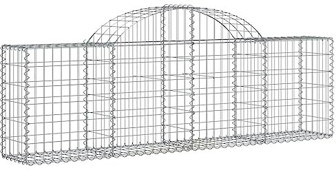 Makastle Set de 3 Parterre surélevé en Gabions arqués, jardinière en Cage à Pierre, Lit Surélevé à Gabion, Parterre de Fleurs Jardin Terrasse Extérieur Jardinière Panier à Pierres, 200x30x60/80 cm