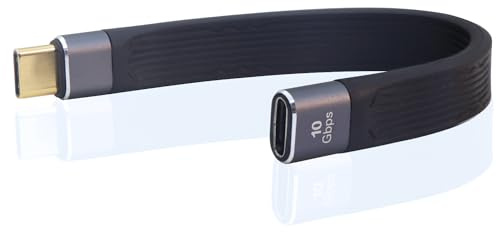 LANMINGLEL 10 Gbps kort USB C-kabel USB C 3.1 platt mjuk datakabel 100W USB3.1 typ C hane till hona 4K@60 Hz bärbar telefonkabel (typ C M/F)