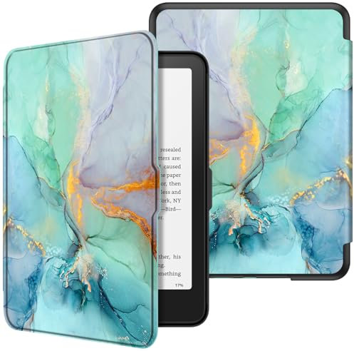 Fintie Hülle für 7 Kindle Paperwhite(12. Generation) - 2025/2024, Leichte Schutzhülle Case mit Auto Sleep/Wake für Kindle Colorsoft/Paperwhite Signature Edition, Smaragd Marmor