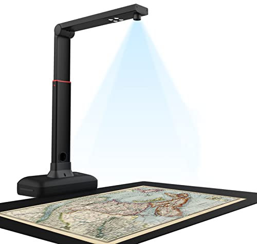 XUCS Scanner per Libri/Documenti da 23 MP, Scanner per Fotocamera di Grande Formato A2/A3, Tecnologie di Appiattimento Automatico E Rimozione delle Impronte Digitali, OCR Multilingue, PC/Mac