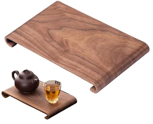 Cuenco decorativo para servir – Bandeja rectangular de nogal – Cuenco de té , bandeja de té para el hogar | Bandeja de café de mesa, bandeja rectangular – Soporte de exhibición decorativo