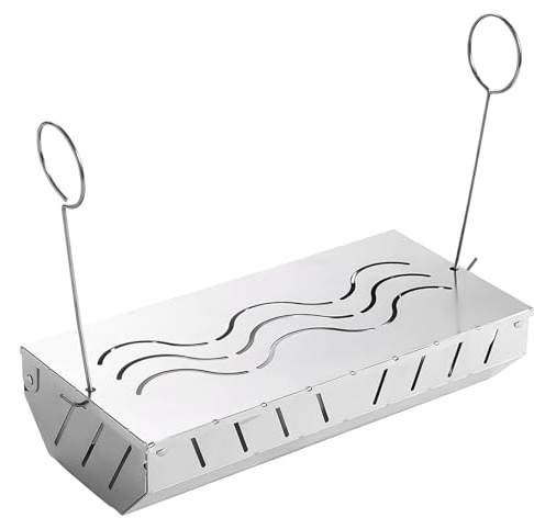 Röklåda, rostfritt stål Bbq-tillbehör, trägrill-trächipshållare med lock, förbättrar Smoky Flavor, robust utomhusmatlagningsverktyg 9,65 x 4,61 x 2,17 tum för
