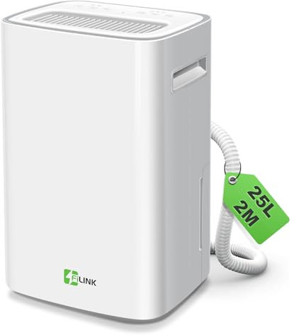 Deumidificatore Casa Muffa 25L/24h,Adatto Fino a 50㎡, Deumidificatore Elettrico con Display Digitale,deumidificatore Portatile Sbrinamento/Spegnimento Automatico per Casa,Bagno,Armadio,Camere da Letto