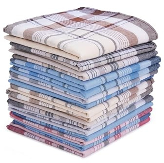 16 Pcs Mens Handkerchiefs, Neat Stitching Cotton Handkerchiefs for Men with Picked Color & Pattern, Absorbent & Breathable, 16 Inch