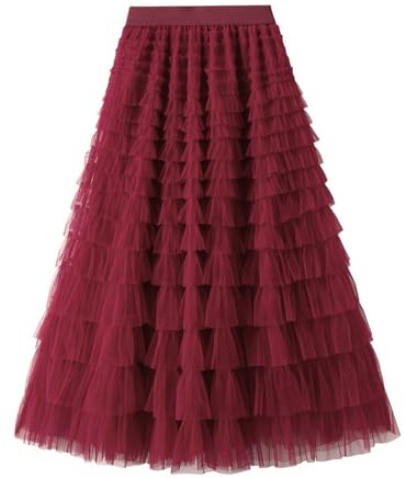 Gonna Lunga Donna Tutu Balze Multistrato Tulle Vita Alta Gonna Festa 2025 Moda Casual