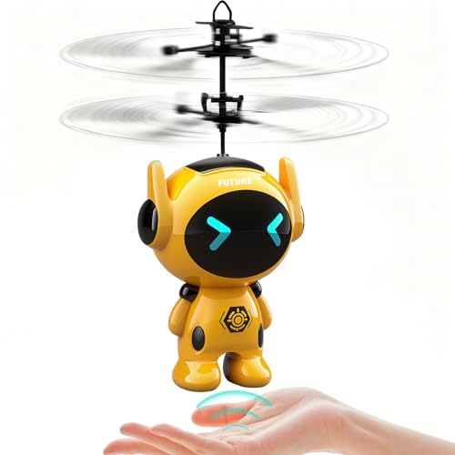 Tcvents Flying Robot Toys Ball Drone for Kids, Helicopter Toy for 6 7 8 9+ Years Old Boys Girls, Hand Controlled with LED Light for Beginner, Mini Drone Gifts Indoor Outdoor Games