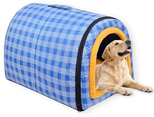 Grande Cuccia Casa per Cani 2-in-1 Grotta Calmante per Animali Impermeabile, Cuccia Casa di Lusso per Cani con Cuscino Morbido Rimovibile, Base Antiscivolo Lettino per Cani da Esterno per Gatti Cani