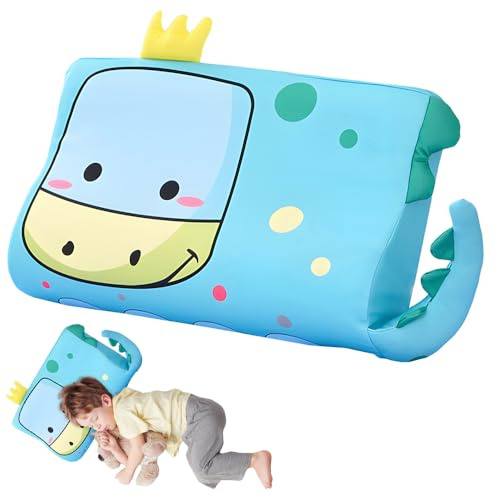 Jonuin Almohada para Niños, 46 x 26cm Almohada para Bebe con Funda de Almohada, Suave y Transpirable para un Sueño Seguro, Espuma Viscoelástica, para Niños Mayores de 2 Años (Dinosaurio)