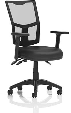 Dynamic Eclipse Plus III Lever Task Operator Chair Mesh Back With Height Adjustable Arms Black Bonded Leather
