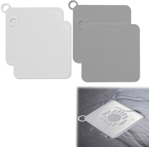 JYXNU 4 Pezzi Tappo Doccia Antiodore in Silicone Quadrato Copertura Scarico Doccia Universale per Tappo per Vasca da Bagno Lavandino Cucina e Pavimento 15x15cm