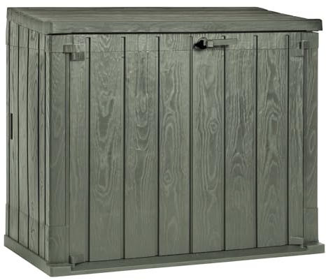 Toomax Storer Plus Baule portattrezzi da giardino 842L effetto legno verde foresta, 129,5x74,5x111h cm, baule portattrezzi in plastica resistente, ideale per interni ed esterni