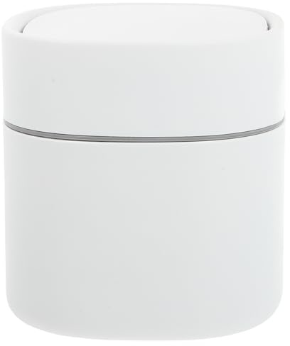 NULYLU Cubo de Basura Pequeño Doméstico con Tapa Abatible, Papelera de Escritorio en Color Claro, Práctico Estuche de Almacenamiento para Oficina y Hogar, Diseño Compacto para Residuos