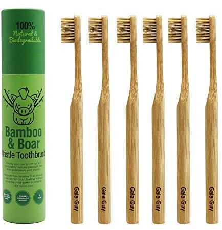 Gaia Guy - Natural Boar Bristle Bamboo Toothbrush - Compostable and Biodegradable
