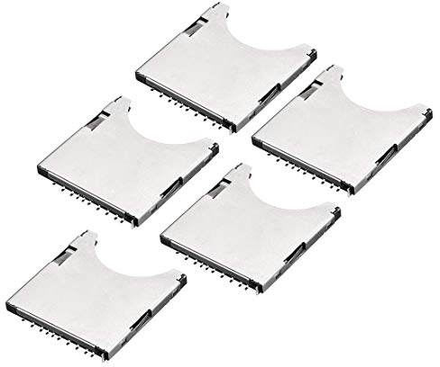 sourcing map SD Memory Card Socket Holder Spring Loaded Push Type 10 Pin 5pcs