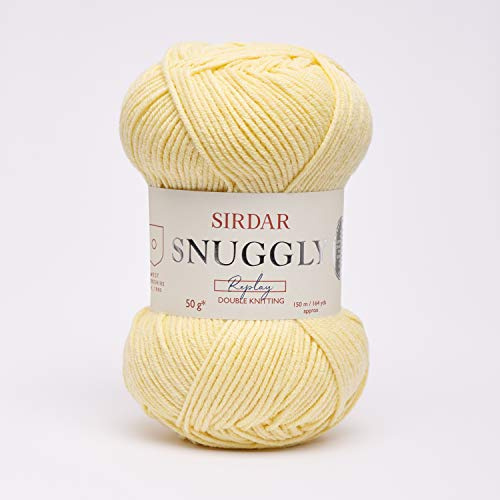 Sirdar Snuggly Replay DK doppio lavoro a maglia, 50% cotone, 50% acrilico, filato di alta qualità, per lavorare a maglia e uncinetto, giallo banana split (110), 50 g