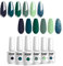 Vishine UV Nagellack Grün Glitzer, 6 Farben Green Gel Nagellack Kit Green Gel Nagellack Set Olivgrüner Avocado Dunkelgrüner Soak Off LED Gel Näge Gel Nail Polish 8ml