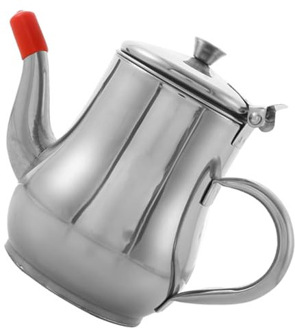 YARNOW Contenitore per Olio e Grasso in Acciaio Filtro Beccuccio per Filtraggio Rapido Manico Curvo per Protezione dal Calore per Olio da Cucina Grasso di Pancetta Pentola da Cucina