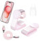 Cargador inalámbrico mag-Safe Cargador inalámbrico Plegable 3 en 1, Compatible con teléfono 14/13/12/11 Pro MAX Cargador inalámbrico para Apple Watch 8/7/SE/6/5/4/3/2 AirPods (Rosa)