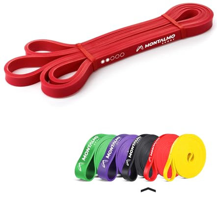 MONTALMO Gomas Elasticas de Ejercicio Bandas de Resistencia Pilates, Yoga, Entrenamiento … (Rojo)