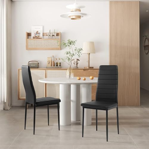 Liink1Ga Esszimmerstühle Küchenstühle 2er Set Stühle Schwarz, Moderner Gastrostühle Besucherstuhl Küchensessel Esszimmer Stühle Essstuhl mit Kunstleder Für Büro/Küche/Esszimmer/Wohnzimmer