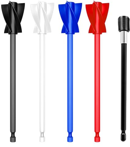 LUCTHY Epoxy Resin Mixer Paddles with Extension Rod, 4pcs Paint Mixer Drill Mixer Attachment Mixing Tool for Mixing Epoxy Resin, Paint, Pigment, Glaze