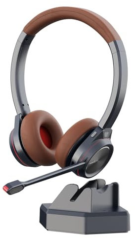 Mairdi Auriculares con micrófono Bluetooth y USB A Dongle para PC, 40 horas de batería, inalámbricos, cancelación de ruido y multipunto, inalámbrico o con cable, para oficina, negocios, PC, teléfono