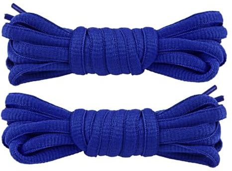 GOODSALEOK Lot de 2 paires de lacets ovales pour baskets, chaussures de course, chaussures de basket-ball, chaussures de sport, résistants à l'usure, unisexes, Bleu saphir, 120cm（2 Paar）