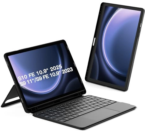 Inateck Hülle mit Tastatur für Samsung Galaxy Tab S10 FE/S9 FE/S9,Tastatur für Tablet Hoch-/Querformat Ständer,Abnehmbar, mit Touchpad,QWERTZ, AceTouch N0064