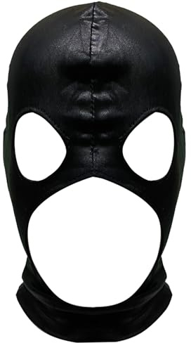 Generisch Y String Uomo PU Copricapo Unisex Pelle Giochi Di Ruolo Party Discoteca Coppie Cerniera Modelli Christmas Bikini, Nero , Taglia unica