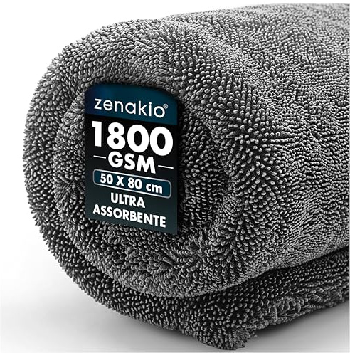 ZENAKIO Panno Microfibra Auto XXL - 50x80 cm - 1800 g/m² Panno in Microfibra Ultra Assorbente - Pulizia Auto & Detailing