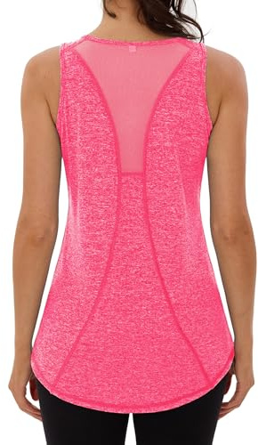 Wayleb Canotte Sportive da Donna Yoga Top Sportivo Canotta in Rete Senza Maniche Sport Tank Top per Corsa Fitness Palestra Funzionale Abbigliamento, Fucsia L
