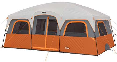 CORE 12 Person Tent | Large Multi Room Camping Tent for Outdoor Family Camping | Portable Cabin Stand Up Tent with Storage Pockets for Camping Accessories, 16ft x 11ft