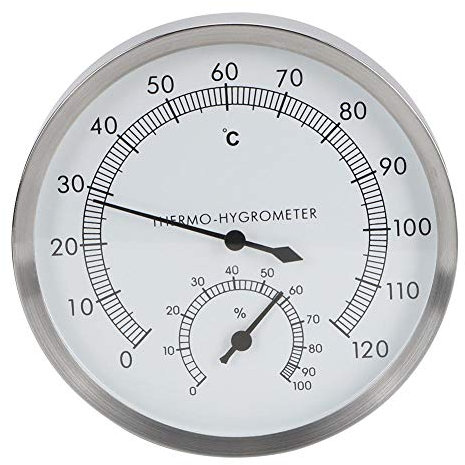 Mumusuki 2 in 1 Edelstahl-Thermo-Hygrometer Dampfbad Saunaraum-Thermometer Hygrometer Innenthermo-Hygrometer für Sauna-Dampfbad