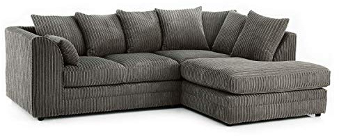 CHICAGO JUMBO CORD CORNER SOFA 5 COLOURS - LEFT/RIGHT HAND (Charcoal Grey, Right Hand Corner Sofa)