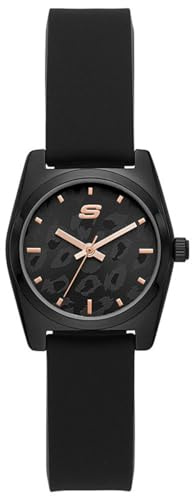 Skechers Montre pour Femmes Shoup, Mouvement à Trois Aiguilles, Boîtier en Alliage Noir de 27 mm avec Bracelet en Silicone, SR6218