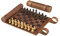 Melia Games B-Ware Schach zum Rollen - Reise-Schach aus feinstem Vintage Echt-Leder mit handgefertigten Schachfiguren aus Holz - OPTISCHE MÄNGEL