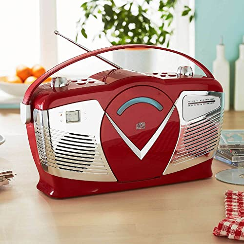Coopers of Stortford - Retro CD Boombox with AM/FM Radio - Portable Sound System, Containing USB Port, MP3 and Stereo Speakers - Mains or Battery-Powered Home Radio with LCD Display