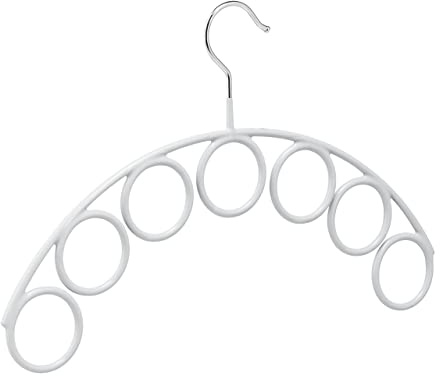 Relaxdays Set 2 Perchas Pañuelos y Complementos con 7 Anillos 5 cm Ø, Colgador Accesorios Metal, Antideslizante, 24,5x38cm, Gris
