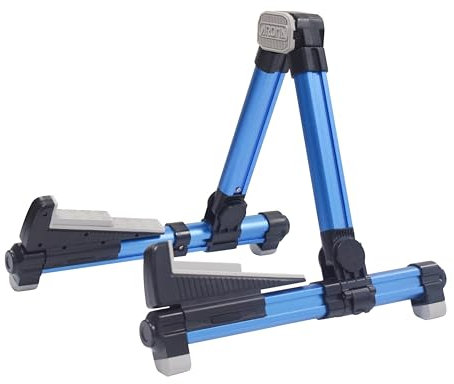 AGS08 Gitarrenständer aus Aluminium, verstellbare Basis, ultraleicht und faltbar, rutschfest, geeignet für Akustikgitarre, E-Gitarre usw