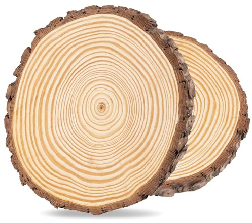 20-22cm Rodajas de Madera,1Plusselect 2pcs Discos de Madera Natural,Madera Manualidades 20mm de Grosor para Pirograbador de Madera,Discos de Madera,Bodas,Pintura,Centros de Mesa,Decoración de Navidad