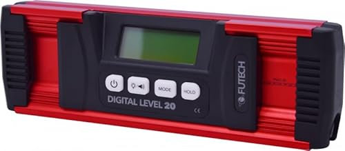 Futech Digitale Wasserwaage 20 cm | Präzise Neigungsanzeige in °/%/mm/m | Magnetisch & Stoßdämpfend | IP67 | Mit LCD-Display | Inklusive 3x AAA Batterien