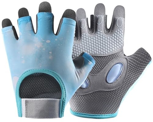 Guantes de Gimnasio para Hombre Mujer, Guantes de Levantamiento de Pesas, Antideslizantes Silicona Transpirables Acolchado, Guantes de Entrenamiento Gym para Musculación Fitness y Ciclismo (Azul, M)