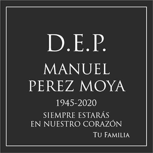 Placa funeraria de aluminio negro para exterior e interior grabada con láser para lápida, nicho o pared. Cinta doble cara ultra fuerte. Diseño DEP