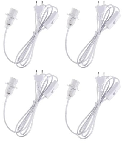 Douille E27 avec Câble de 1,8m et Interrupteur - Lot de 4 Lampes Suspension avec Prise
