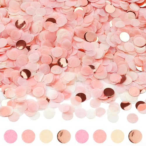 6000 coriandoli rosa da 1 cm, per compleanno, grandi coriandoli | Decorazione da tavolo rotonda, decorazione da tavolo per compleanni, matrimoni, feste (50 g)