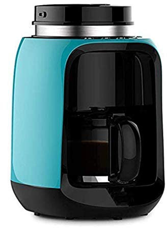 CNNKWXTW Bean to Cup Coffee Machine, Filter Coffee Maker 6 Cup Mini Travel Coffee Maker with Coffee Grinder and Glass Carafe Permanent Reusable Filter Anti-Drip System, 600W(Color