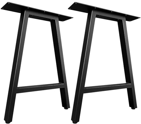 Jahof Tischbeine Metall Schwarz 70 cm, A-Form Tischgestell Verstellbar, Heavy Duty Industrielle Tischkufen für Esstisch, Schreibtisch, 2 Stück (H70 x B70 cm)