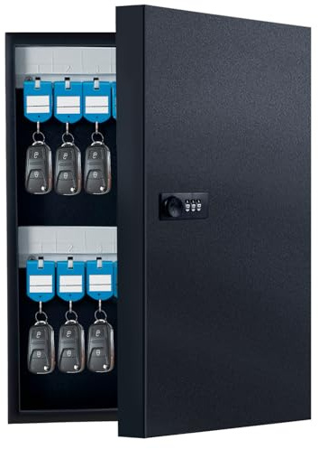 SGEPLED 32 Positionen Schlüsselschrank mit Kombination und Schlüsselschloss,Schlüsselbox -Organizer,Schlüsselkasten-Wandhalterung,Schlüsselsafe,Sicherheits,Hotels,Auto- und Hausschlüssel